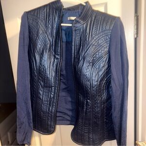 Peter nyguard Navy Blue partial Quilted leather Women's Jacket size small